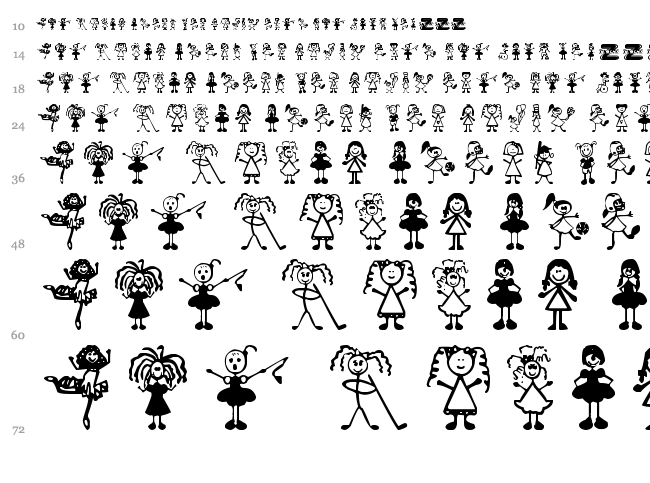 Girl Characters font waterfall